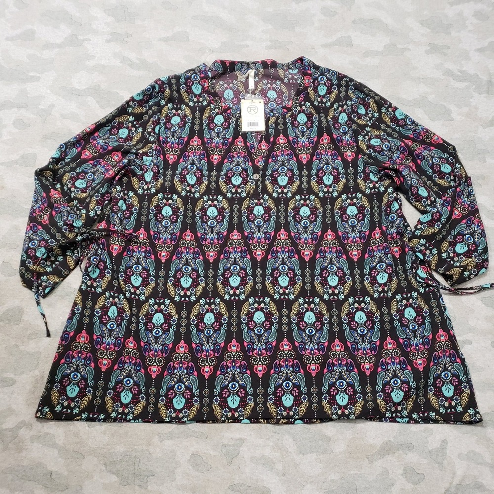 Roper Blouse Top Womens XL Multicolor Paisley Long Sleeve NWT Western Rodeo